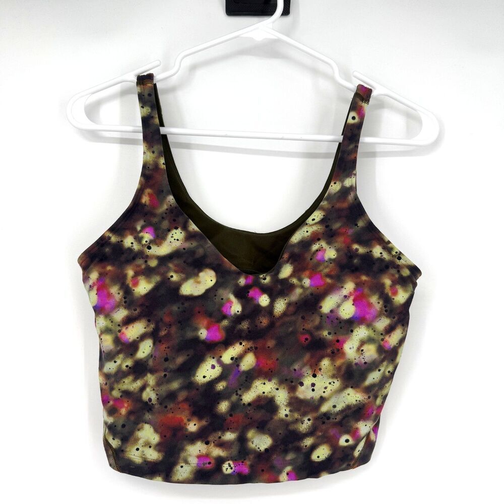 Lululemon Align Tank Top Soft Focus Splatter Green Brown Trout Athletic Crop 10